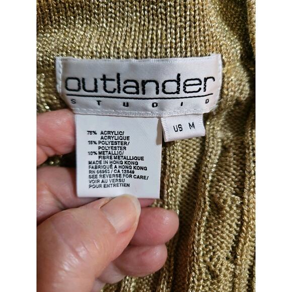 Outlander Studio Vintage Gold Sparkly Cardigan Sweater Vintage Made In Hong Kong - Picture 2 of 14